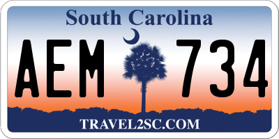 SC license plate AEM734