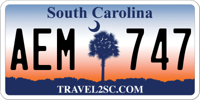 SC license plate AEM747