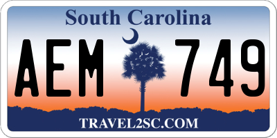 SC license plate AEM749