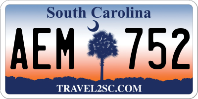 SC license plate AEM752