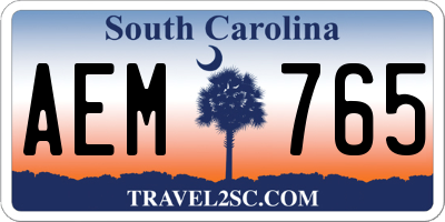 SC license plate AEM765