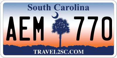 SC license plate AEM770