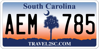 SC license plate AEM785