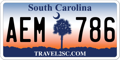 SC license plate AEM786