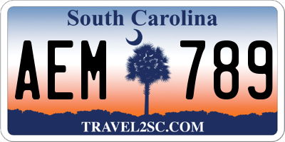 SC license plate AEM789