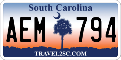 SC license plate AEM794