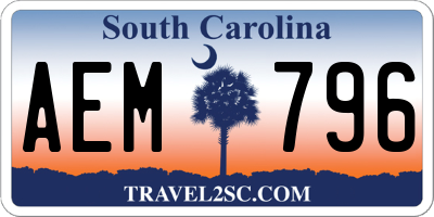 SC license plate AEM796