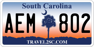 SC license plate AEM802