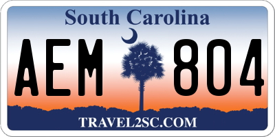 SC license plate AEM804