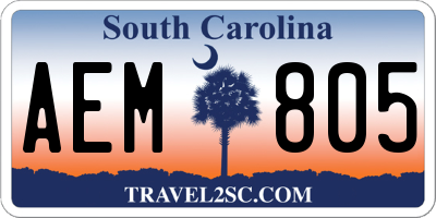 SC license plate AEM805