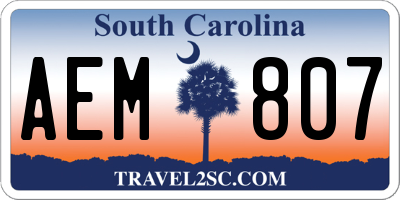 SC license plate AEM807