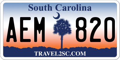SC license plate AEM820