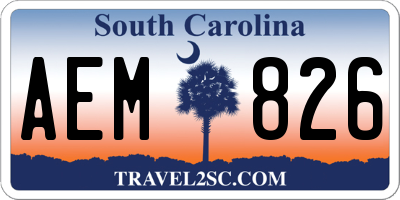 SC license plate AEM826