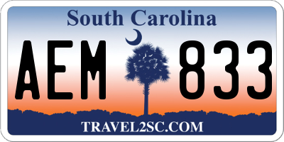 SC license plate AEM833