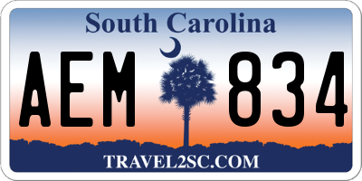 SC license plate AEM834