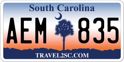 SC license plate AEM835