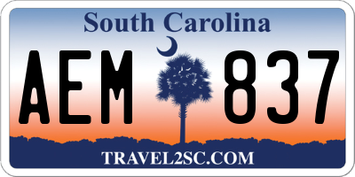 SC license plate AEM837