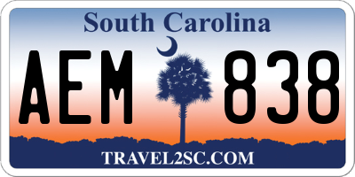 SC license plate AEM838
