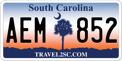 SC license plate AEM852