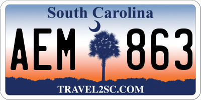 SC license plate AEM863