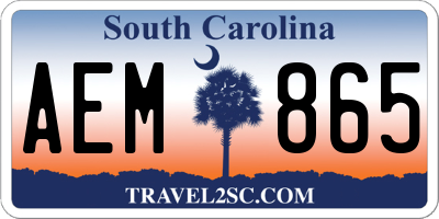SC license plate AEM865