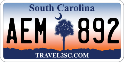 SC license plate AEM892