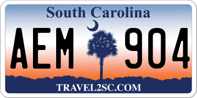 SC license plate AEM904