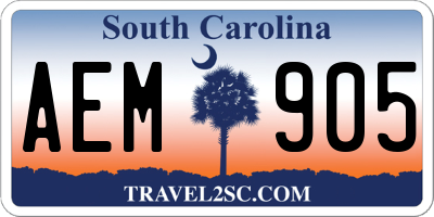 SC license plate AEM905