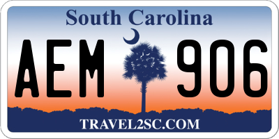 SC license plate AEM906