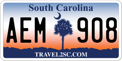 SC license plate AEM908