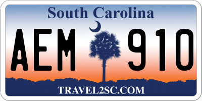 SC license plate AEM910