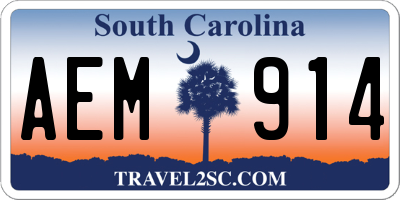 SC license plate AEM914