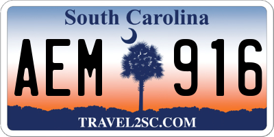 SC license plate AEM916