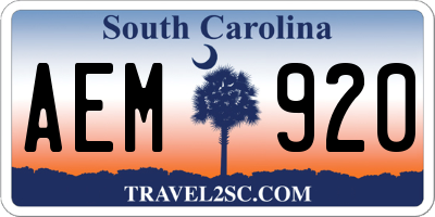 SC license plate AEM920