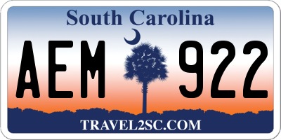 SC license plate AEM922