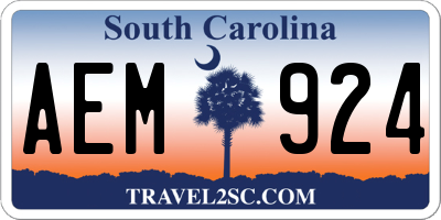 SC license plate AEM924