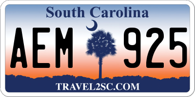 SC license plate AEM925