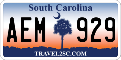 SC license plate AEM929