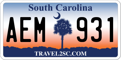 SC license plate AEM931