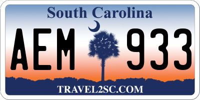 SC license plate AEM933