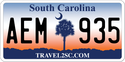 SC license plate AEM935