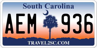 SC license plate AEM936