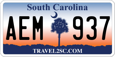 SC license plate AEM937