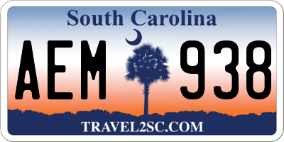 SC license plate AEM938