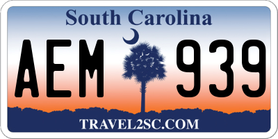 SC license plate AEM939