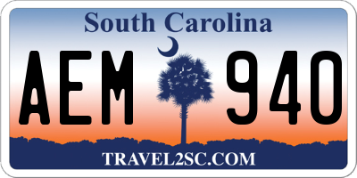 SC license plate AEM940