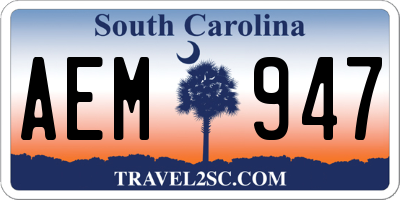 SC license plate AEM947