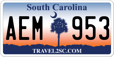 SC license plate AEM953