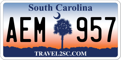 SC license plate AEM957