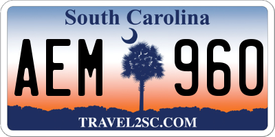 SC license plate AEM960